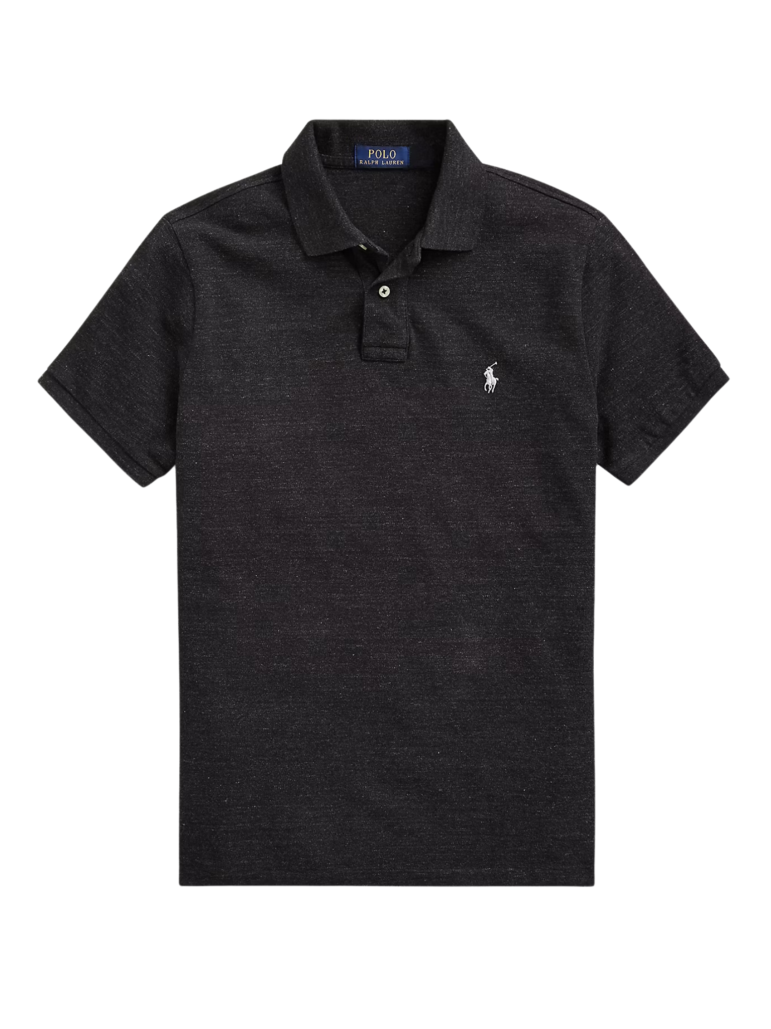RALPH LAUREN Slim Fit Mesh Polo Shirt Black Marl Heather