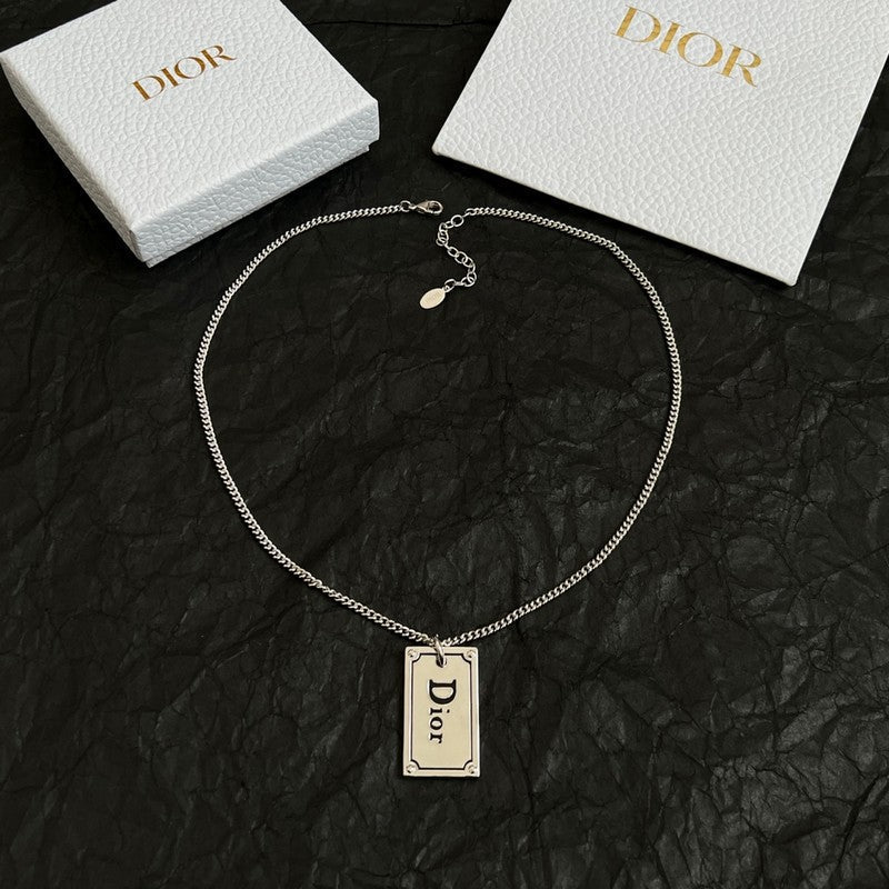 18K Dior Oblique Plate Pendant Necklace