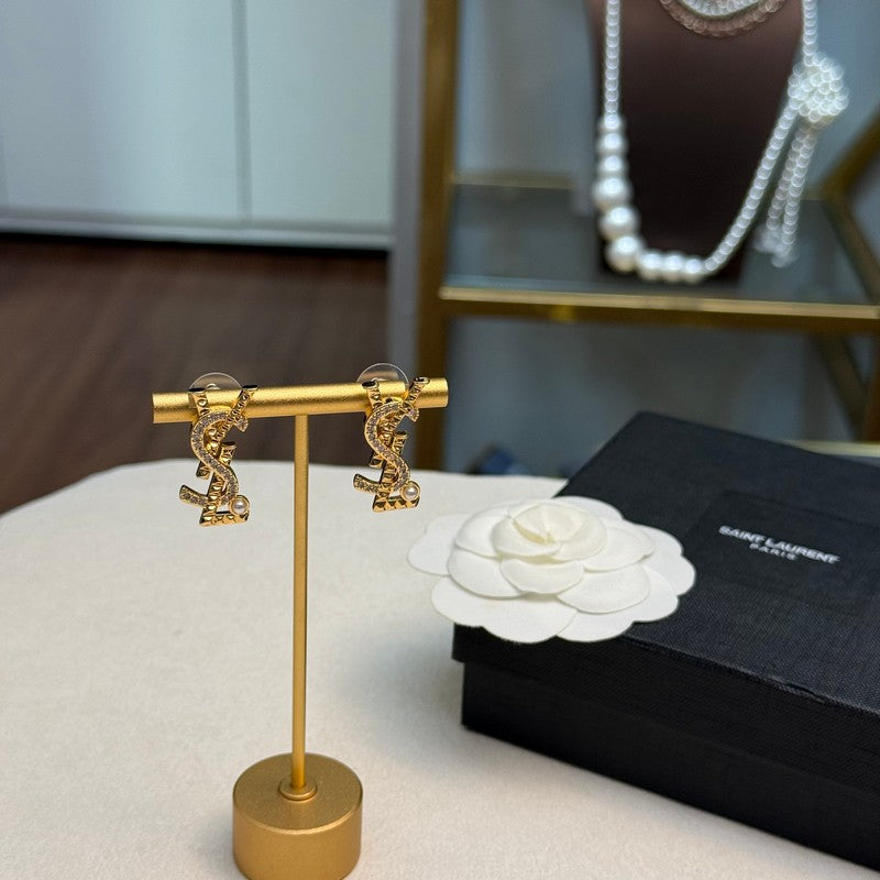 18K YSL Gold Diamond Earrings