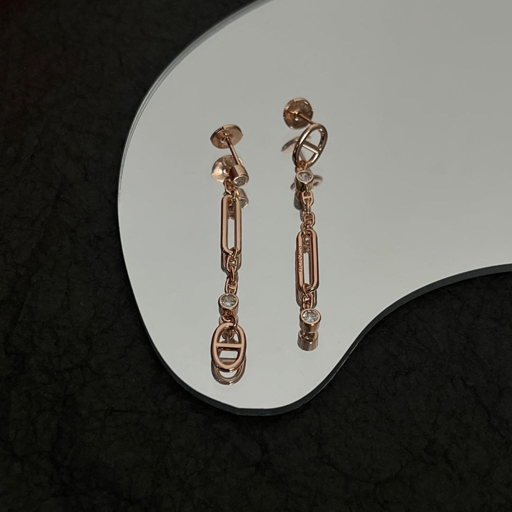 18K Chaine D'ancre Chaos Hermes Earrings