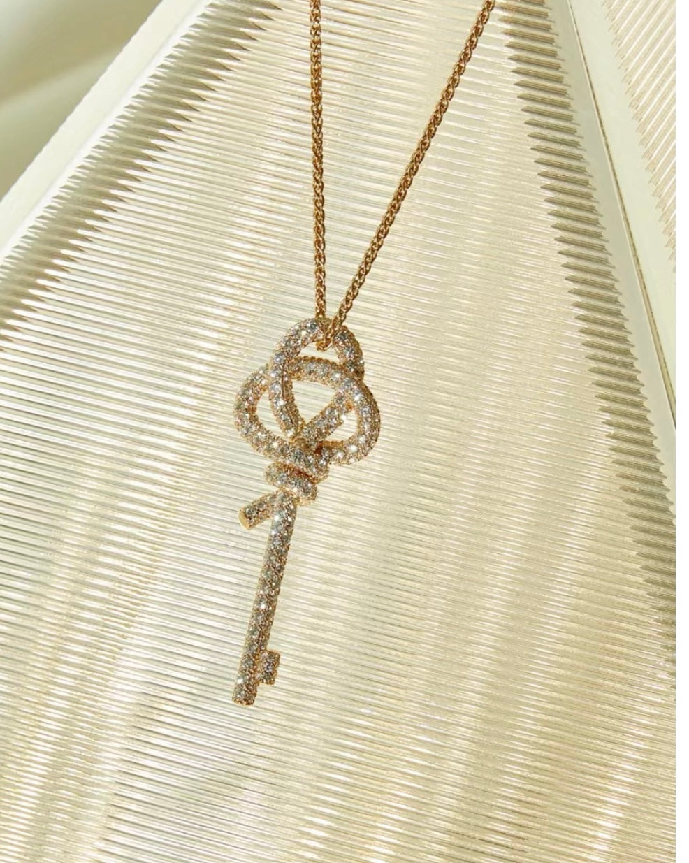 18K Tiffany Keys Woven Diamonds Large Necklace